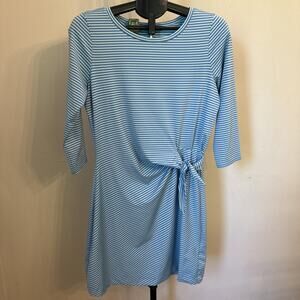 Vineyard Vines Womens Blue Stripe Sankaty Stretch Knit Tie Waist Dress Size M